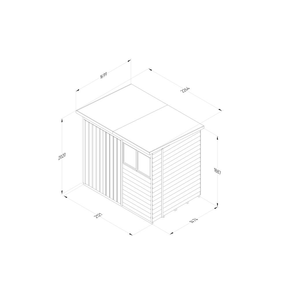 4LIFE Pent Shed 7×5 – 2 Windows – Double Door 5013053203804 2